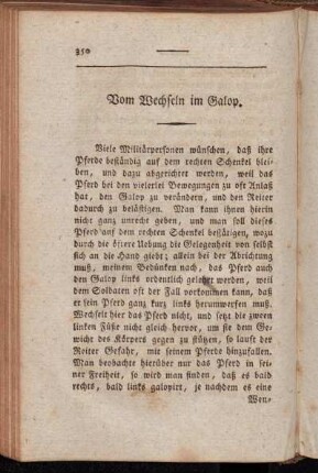 Vom Wechseln im Galop.