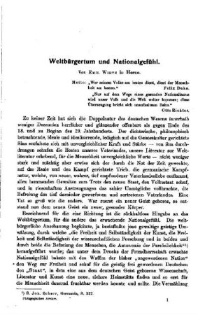 Weltbürgertum und Nationalgefühl