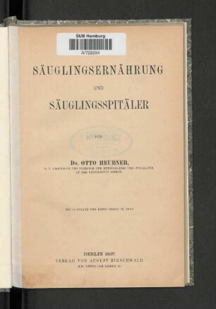 Säuglingsernährung und Säuglingsspitäler
