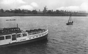 Insel Poel. Blick zur Insel mit Holländermühle, Ansichtskarte