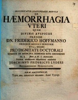 Diss. inaug. med. de haemorrhagia uteri