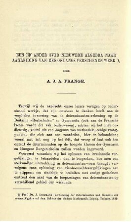 Een en ander over nieuwere algebra naar aanleiding van een onlangs verschenen werk.
