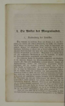 I. Die Völker des Morgenlandes