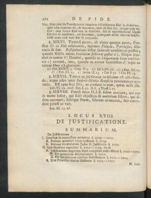 Locus XVIII. De Justificatione