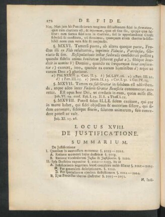 Locus XVIII. De Justificatione