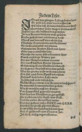 Zu dem Leser.