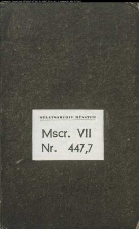 Sachverzeichnis zu Msc. VII 444-446