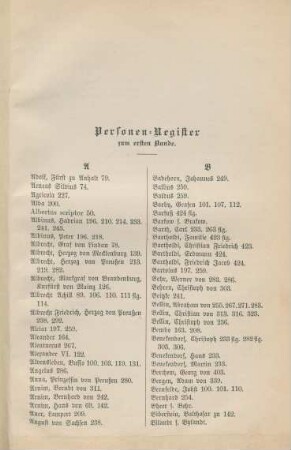 Personen-Register zum ersten Bande.