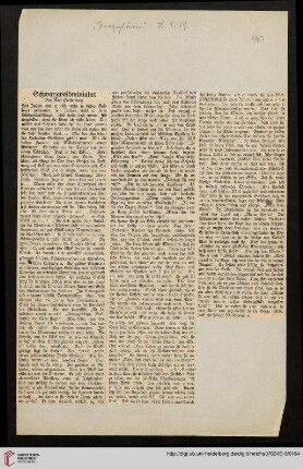 Schwarzwaldminiatur, Ztgsausschn. aus: Die Propyläen. Wochenschrift der Münchener Zeitung 26.9.1919