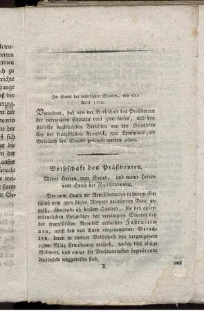Bothschaft des Präsidenten