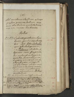 (II) Ad auctores classicos, aliosque priscos graecos, latinos, virorum doctorum annotationes nec non variae lectiones.