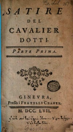 Satire Del Cavalier Dotti. 1