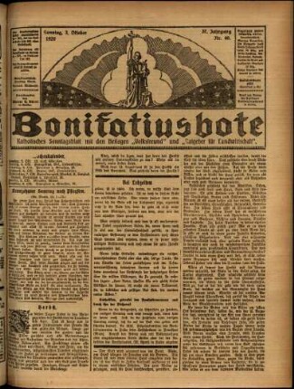 Erste Ausgabe vom Sonntag, den 03. Oktober 1920.
