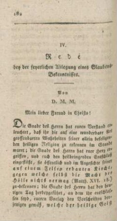 182-192 Rede bey der feyerlichen Ablegung eines Glaubens Bekenntnisses