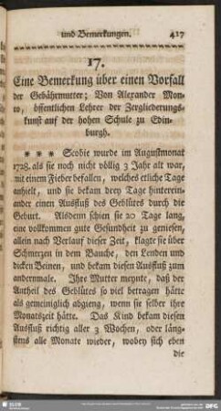 Eine Bemerkung über einen Vorfall der Gebährmutter