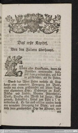 Das erste Kapitel. Von den Fiebern überhaupt