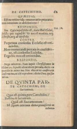 De Quinta Parte Catechismi, De Sacramentis.