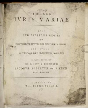 Theses Iuris Variae