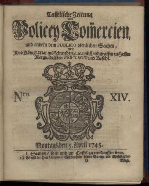 Nro. XIV, Montags, den 5. April 1745
