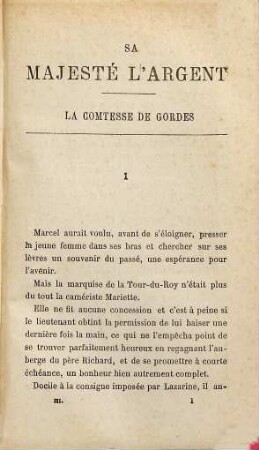 Sa Majesté l'Argent, 3. La comtesse de Gordes