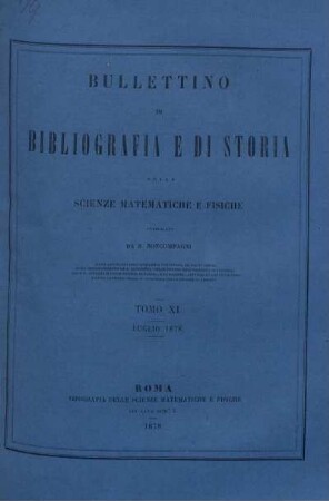 Tomo XI. Luglio 1878.