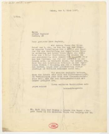 Brief an Arthur Seybold : 09.03.1927