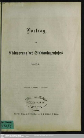 Vortrag : die Abänderung des Stadtanlagenfußes betreffend