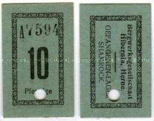 Gefangenenlagergeld Zeche Shamrock 10 Pfennig