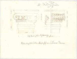 Stegmann, Carl von; Zeichnungen für Publikationen - Säulenkapitell aus dem Klosterhof von San Lorenzo in Florenz (Ansichten)