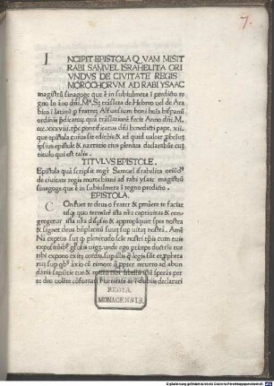 Epistula rabbi Samuelis ad rabbi Isaac de adventu Messiae