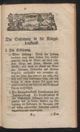 Die Einleitung in die Kriegsbaukunst.