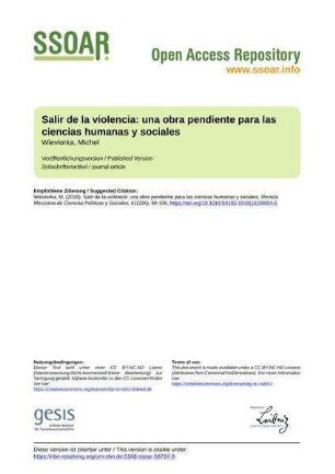 Salir de la violencia: una obra pendiente para las ciencias humanas y sociales