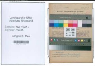 Entnazifizierung Max Longerich , geb. 20.06.1907 (Expedient)