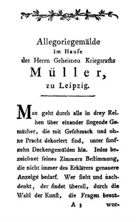 Allegoriegemälde im Hause des Herrn Geheimen Kriegsraths Müller, zu Leipzig.