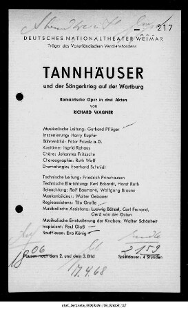 Tannhäuser und der Sängerkrieg auf der Wartburg