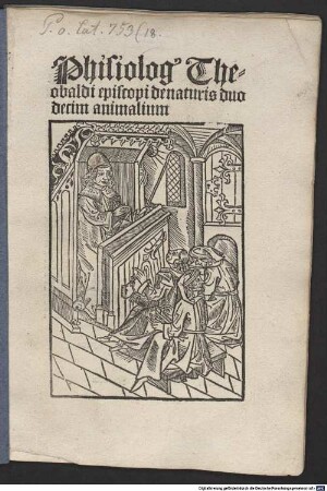 Phisiolog[us] Theobaldi episcopi de naturis duodecim animalium
