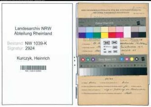 Entnazifizierung Heinrich Kurczyk , geb. 20.10.1912 (Bergmann)