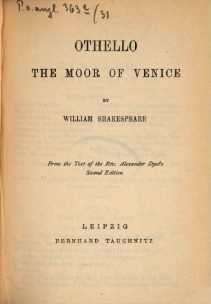 The plays of William Shakespeare : in 37 parts, 31