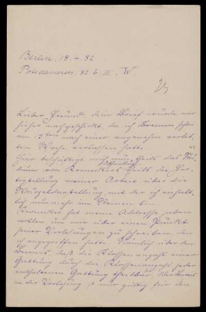 Nr. 5: Brief von Carl Runge an Adolf Hurwitz, Berlin, 18.4.1882
