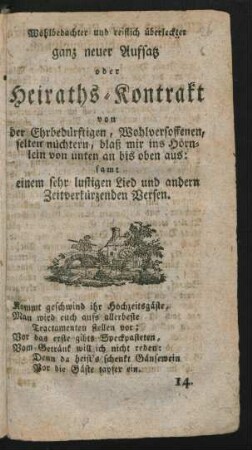 Kommt geschwind ihr Hochzeitsgäste