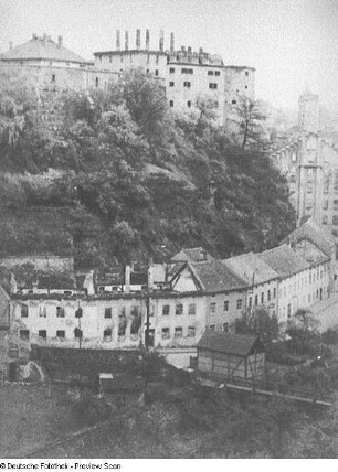 Bautzen. Brandstellen an der Fronfeste der Ortenburg und Ruinen, Unterm Schloß