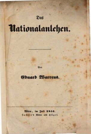 Das Nationalanlehen : (österreichische)