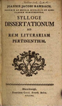 Sylloge dissertationum ad rem literariam pertinentium