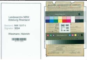 Entnazifizierung Heinrich Wiesmann , geb. 02.04.1902 (Handwerksmeister)