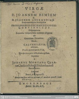 Virgae in Joannem Bemium et Joannem Ungrundium ...