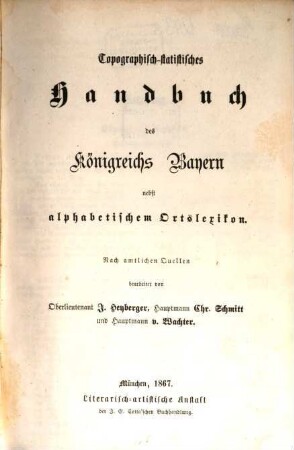 Topographisch-statistisches Handbuch des Königreichs Bayern : nebst alphabethischem Ortslexikon