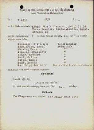 Schönau, Albin