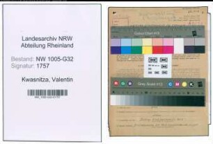 Entnazifizierung Valentin Kwasnitza , geb. 09.03.1914 (Ingenieur)