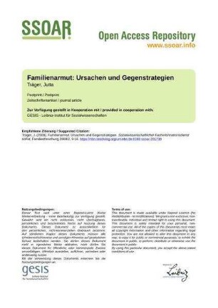Familienarmut: Ursachen und Gegenstrategien