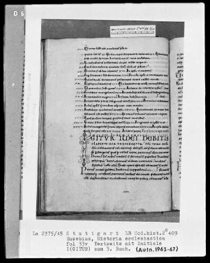 Eusebius, Historia ecclesiastica — Initiale I(GITUR), Folio 33verso